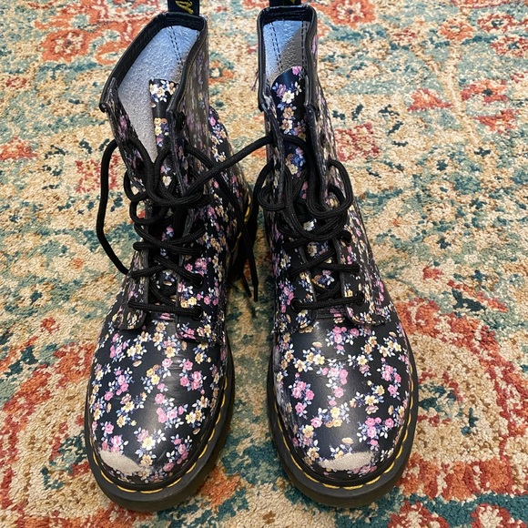 Dr. Martens Black Floral Boots - Picture 2 of 8